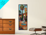 Mexican Inspired Canvas Painting Framed and Printed, Colorful Wall Art for Kitchen, Skinny Art for Living Room, Rustic Spanish Inspired Art
