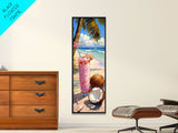 Tropical Kitchen Wall Art Print Framed on Canvas, Colorful Bar Wall Art Print, Tall and Narrow Framed Coastal Wall Art for Kitchen and Bar