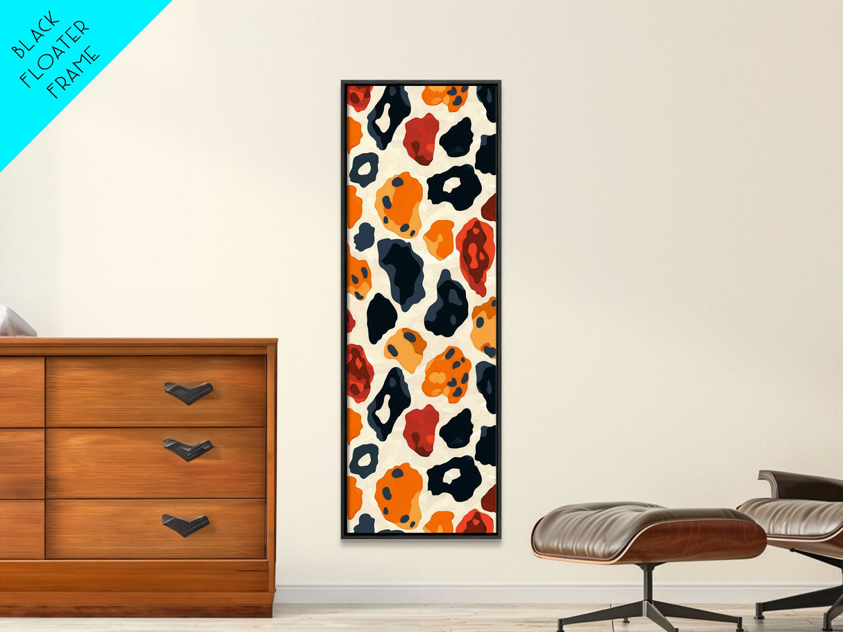 Retro Art Deco Cheetah Print Wall Art, Framed Canvas Print, MCM Style, Mid-century Modern Wall Art, Living Room Art, 70s Style Decor