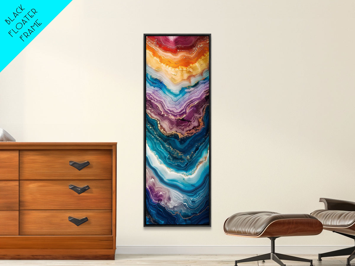 Multicolor Layered Geode Art - Framed Canvas Print, Midcentury Modern ...