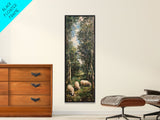 Lambs In The Forest Framed Canvas Print, Unique Farmhouse Decor, Farmhouse Painting, Boho Style Modern Farmhouse Decor Gift For Her