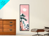 Ethereal Reeds In Windy Meadow Blush Tones Skinny Art Tall Art Framed Canvas Print Japanese Style Art Ukiyo-e Art Wood Block Print Nature