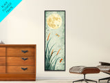 Serene Swans and Cherry Blossoms in Japanese Art Tall Skinny Framed Canvas Print - Wall Décor
