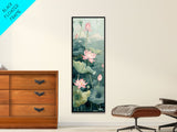 Tranquil Lotus Flowers And Large Green Leaves In Pond For Calming Nature Wall Art Ukiyo-e Japanese Style Art Canvas Print