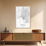 Buffalo Street Map, New York Map, City Map Art, Modern Art, Wall Art, Canvas Print, Canvas Wall Art, Wedding Gift, Home Office Wall Art
