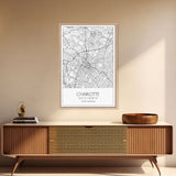 Charlotte Street Map, North Carolina Map, City Map Art, Modern Art, Wall Art, Canvas Print, Canvas Wall Art, Travel Wall Art, Gift For Mom