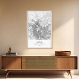 Jaipur Street Map, India Map, Asia City Map Art, Modern Wall Art, Wall Art, Canvas Print, Bedroom Print, Gifts For Her, Travel Wall Décor