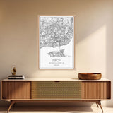 Lisbon Street Map, Portugal Map, City Map Art, Modern Wall Art, Wall Art, Canvas Print, Travel Décor, Above Bed Art, Gift For Couples
