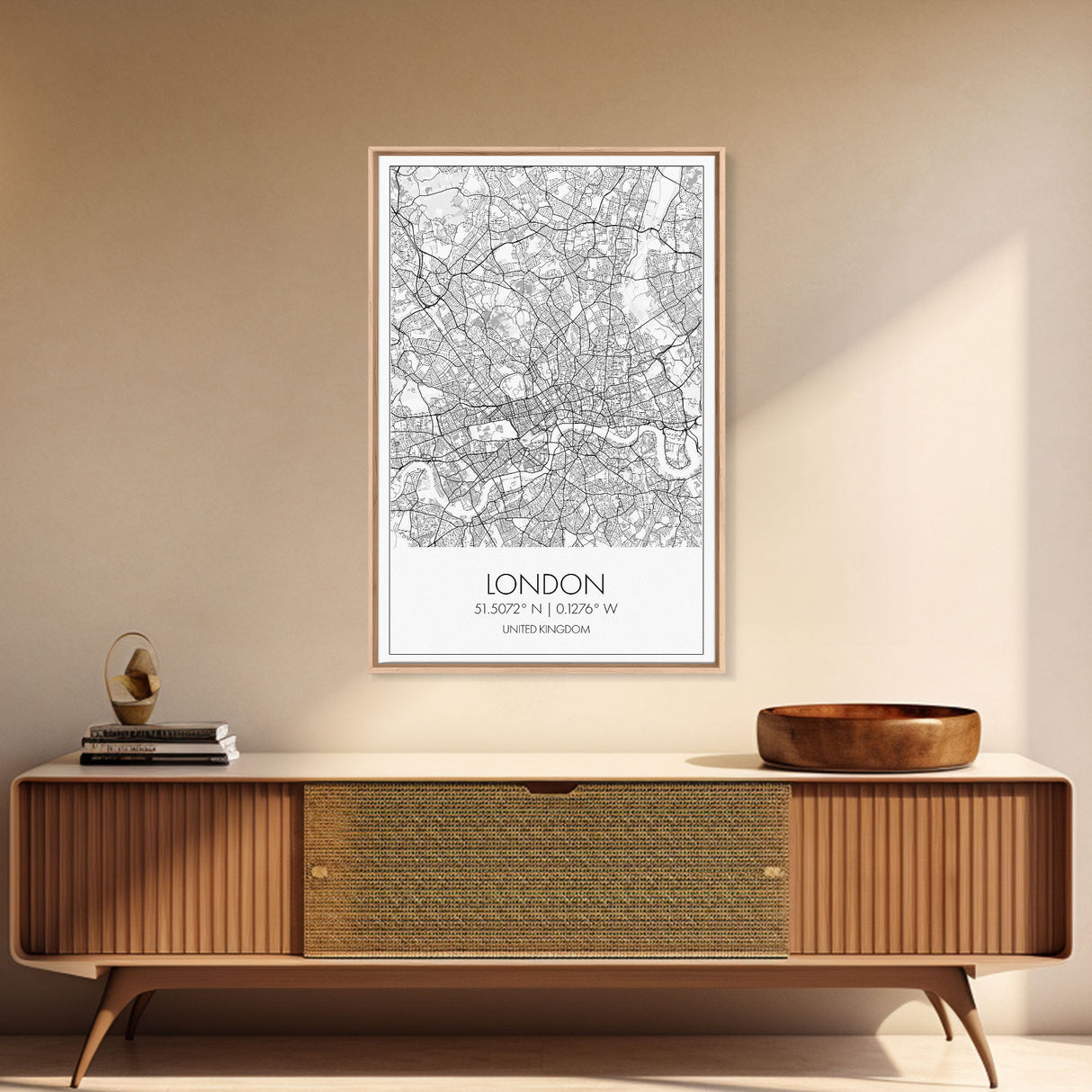 London Street Map, United Kingdom Map, City Map Art, Modern Wall Art, Wall Art, Canvas Print, Travel Art, Home Wall Décor, Bon Voyage Gift