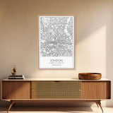 London Street Map, United Kingdom Map, City Map Art, Modern Wall Art, Wall Art, Canvas Print, Travel Art, Home Wall Décor, Bon Voyage Gift