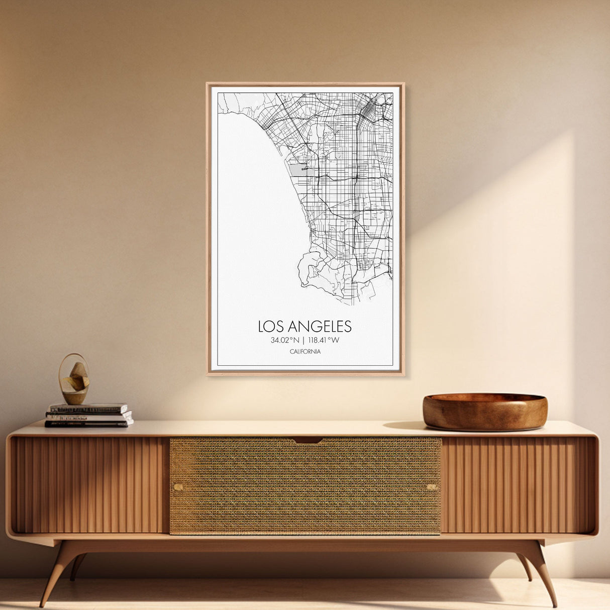Los Angeles Street Map, California Map, City Map Art, Modern Art, Wall Art, Canvas Print, Travel Wall Print, Wedding Gift, Bedroom Décor