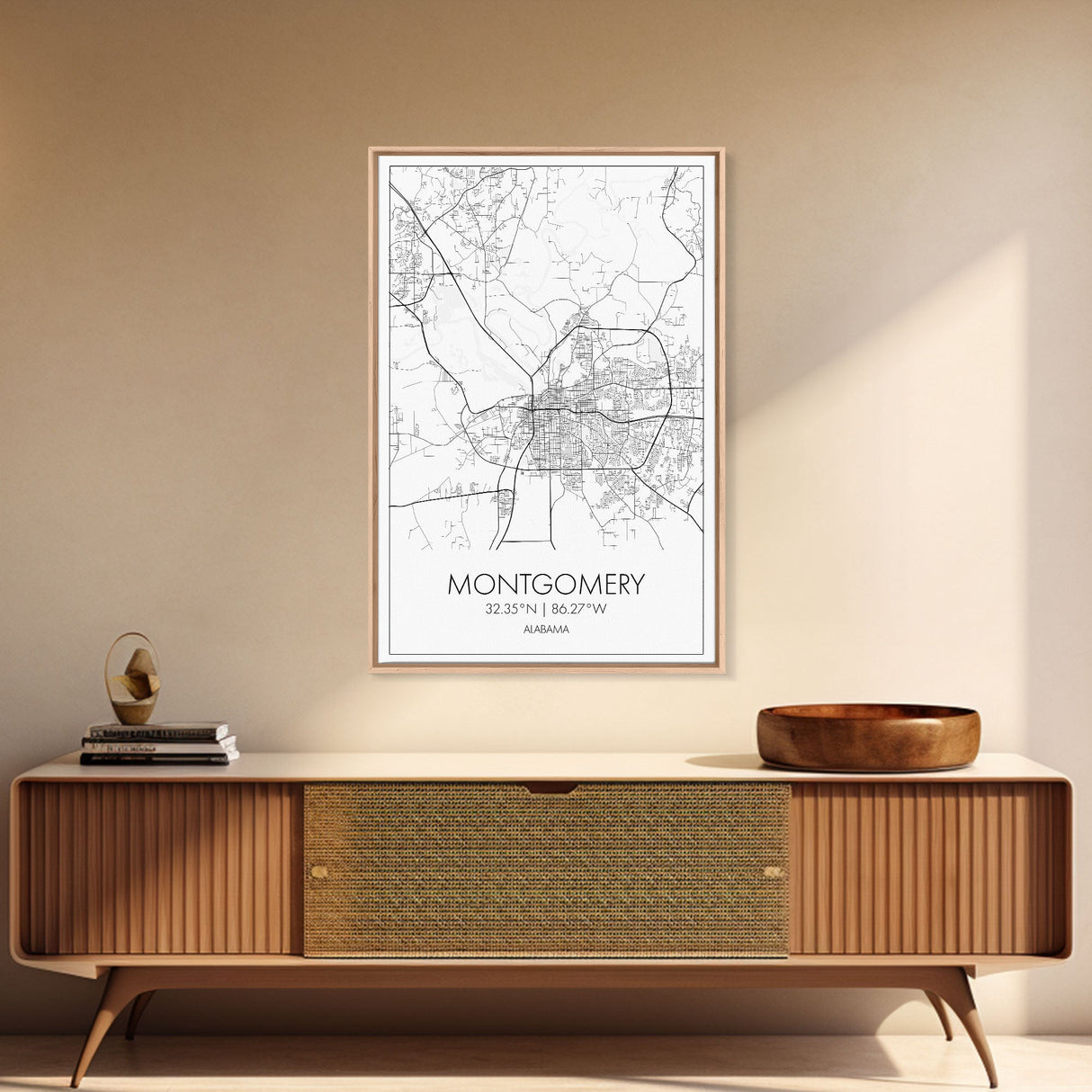 Montgomery Street Map, Alabama Map, City Map Art, Modern Art, Wall Art, Canvas Print, Bedroom Print, Family Gift, Travel Wall Décor