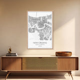 New Orleans Street Map, Louisiana Map, City Map Art, Modern Art, Wall Art, Canvas Print, Above Bed Art, Gift For Travelers, Travel Wall Art