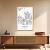 Norfolk Street Map, Virginia Map, City Map Art, Modern Art, Wall Art, Canvas Print, Bedroom Décor, College Student Gift, Travel Print