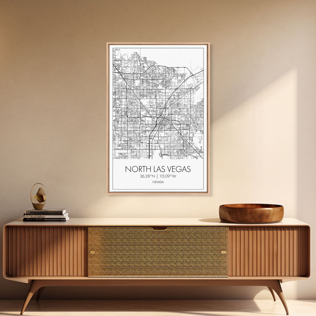 North Las Vegas Street Map, Nevada Map, City Map Art, Modern Art, Wall Art, Canvas Print, Wall Décor Bedroom, Honeymoon Gift,  Travel Art