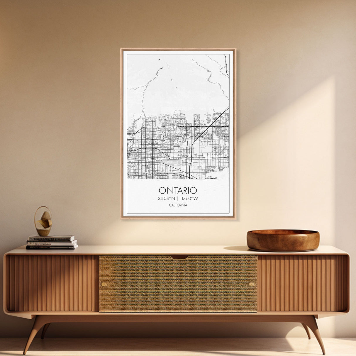 Ontario Street Map, California Map, City Map Art, Modern Art, Wall Art, Canvas Print, Bedroom Prints, Birthday Gift, Travel Wall Décor