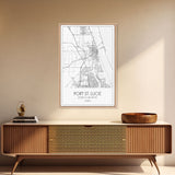 Port St Lucie Street Map, Florida Map, City Map Art, Minimalist Art, Wall Art, Canvas Print, Friend Gift, Black And White Art, Travel Décor