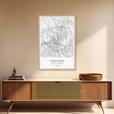Nashville Street Map, Tennessee Map, City Map Art, Modern Art, Wall Art, Canvas Print, Music Studio Art, Gift For Music Lover, Travel Art