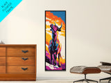 Vibrant Bull Art Framed Canvas Print Colorful Southwest Wall Art, Blotter Art, Chicano Art, Moody Art, Gift Idea, Above Sofa Art