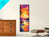 Sunset Cowboy Art Framed Canvas Print Vibrant Western Wall Art, Chicano Art, Colorful Wall Art, Southwest Wall Art, Extra Wide Art