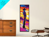 Pop Art Cowboy Framed Canvas Print Colorful Western Wall Art, Chicano Art, Bright Wall Art, Tall Skinny Art, Rustic Decor, Gift Idea