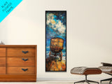 Western Wagon Abstract Canvas Print Rustic Wall Art Farmhouse Art Southwest Landscape Painting Moody Art
