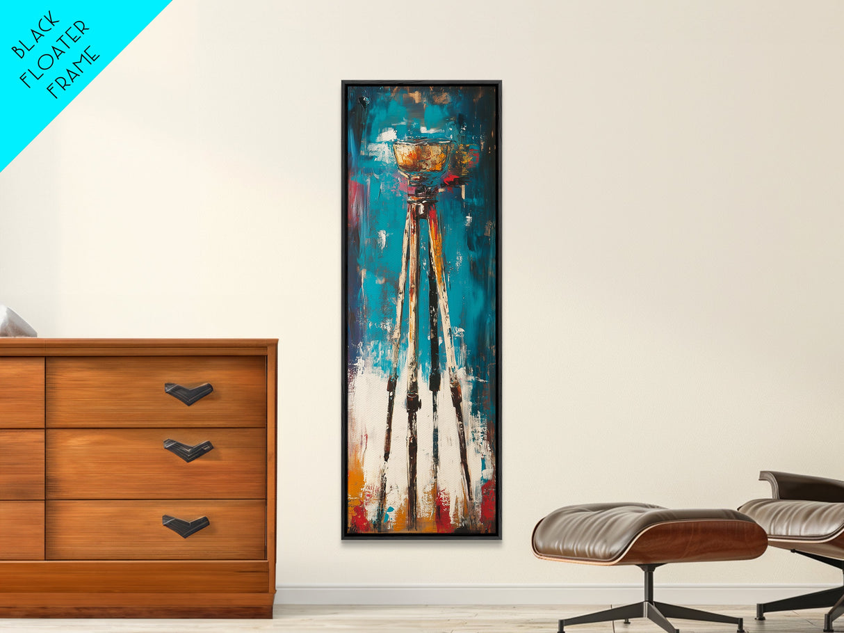 Abstract Tripod Art Framed Canvas Print, Moody Art, Geometric Wall Art, Wabi Sabi Art, Coastal Landscape Art, Extra Wide Art