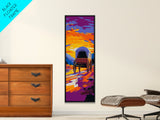Sunset Wagon Landscape Framed Canvas Print, Rustic Wall Art, Moody Art, Southwest Wall Art, Above Couch Art, Tall Narrow Art