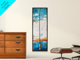 Fishing Rod Painting Canvas Print, Fly Fishing Art, Nautical Wall Art, Rustic Decor, Tall Narrow Art, Coastal Landscape Art, Above Couch Art, Fishing Wall Art, Nautical Decor, Farmhouse Art, Skinny Wall Art, Living Room Art, Gift Idea