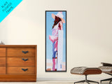 Western Cowgirl Painting Canvas Print, Black Cowgirl Painting, Coastal Cowgirl Wall Art, Tall Narrow Art, Light Pink Wall Art, Moody Art, Minimalist Art, Rustic Art, Vertical Wall Art, Farmhouse Art, Pink Orange Wall Art, Gift Idea