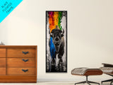 Colorful Bison Canvas Print Pink Orange Wall Art Southwest Wall Art Boho Art Tall Narrow Art Living Room Art Above Couch Art