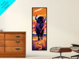 Vibrant Bison Canvas Print Pink Orange Wall Art Southwest Wall Art Rustic Art Tall Narrow Art Gift Idea Him
