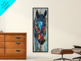 Abstract Horse Portrait Framed Canvas Print Moody Art Rustic Wall Art Southwest Wall Art Extra Tall Narrow Art