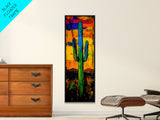 Vibrant Cactus Sunset Canvas Print, Southwest Wall Art, Desert Art, Bright Colorful Wall Art, Moody Art, Joshua Tree Art, Gift Idea, Vertical Wall Art