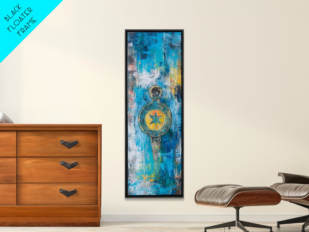 Compass Wall Art Framed Canvas Print, Nautical Wall Art, Blue and Green Wall Art, Coastal Decor, Rustic Art, Extra Wide Art, Farmhouse Art