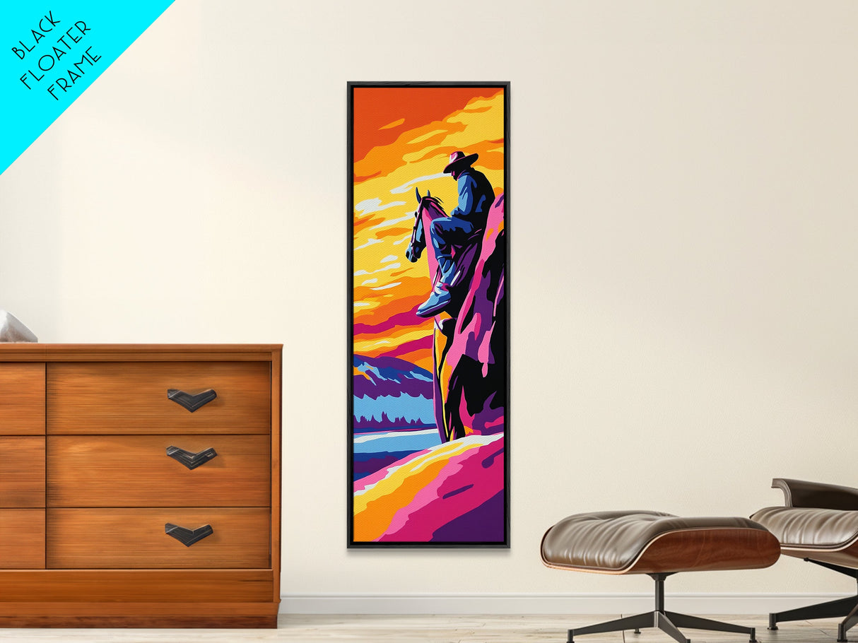 Western Cowboy Art Canvas Print, Pink Orange Wall Art, Southwest Wall Art, Chicano Art, Moody Art, Rustic Decor, Boho Art, Above Couch Art