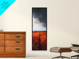 Moody Landscape Framed Canvas Print dark romance painting poppy wall art fall decor tall narrow art above bed wall art vertical wall art