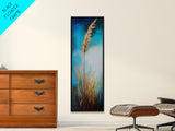 Golden Wheat Field Canvas Print Rustic Wall Art Vertical Landscape Painting Wabi Sabi Art Minimalist Art Tall Narrow Art