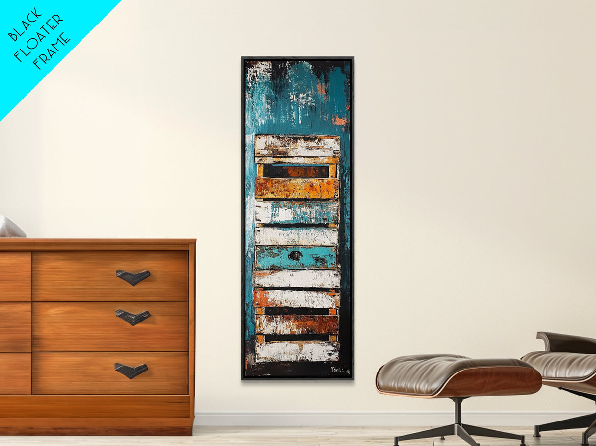 Weathered Wooden Door Rustic Decor Framed Canvas Print Wabi Sabi Art Farmhouse Art Long Narrow Wall Art Above Couch Art