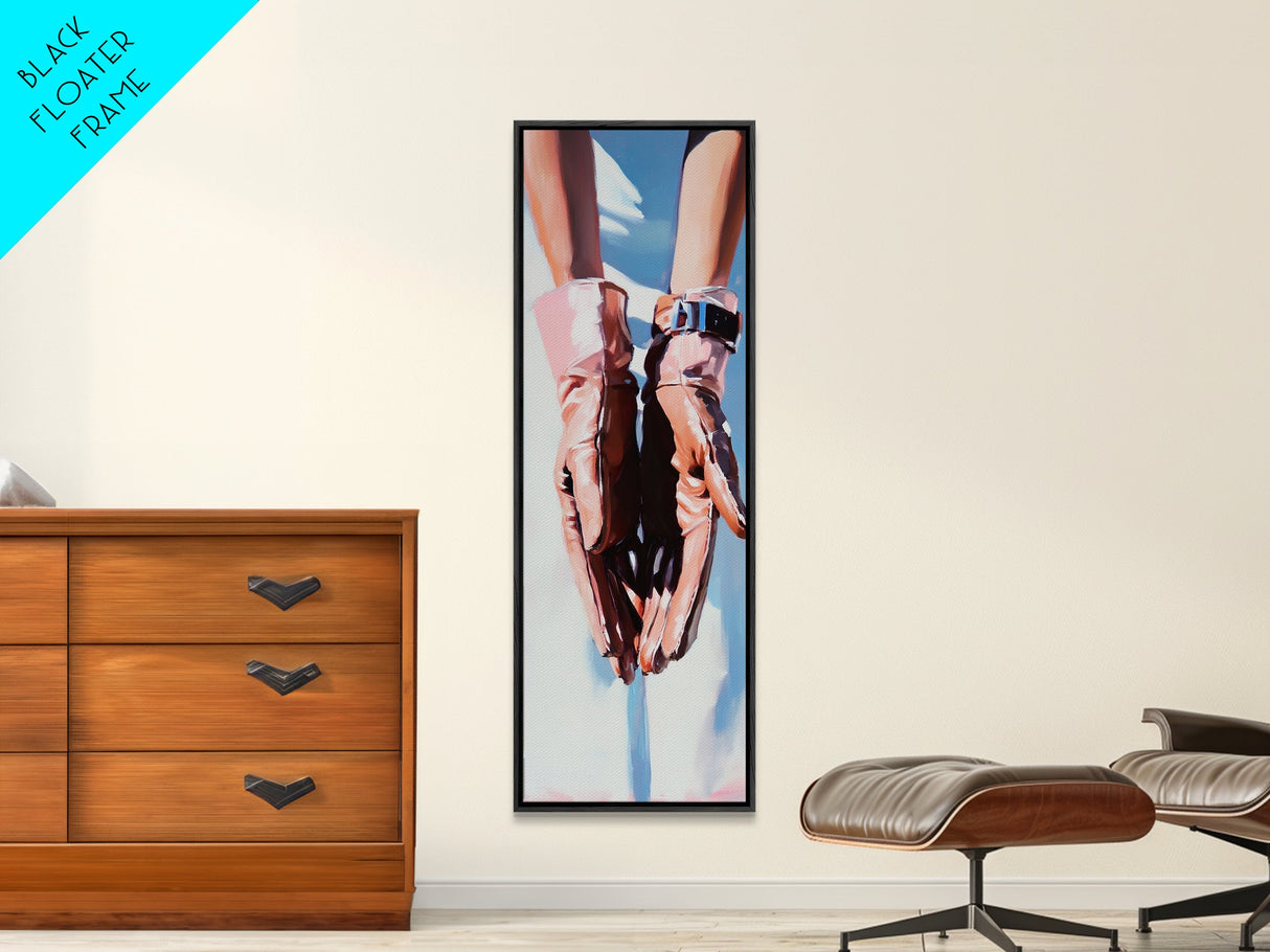 Minimalist Gloves Art Canvas Print light pink wall art fashion-inspired painting modern aesthetic bedroom art unique gift idea