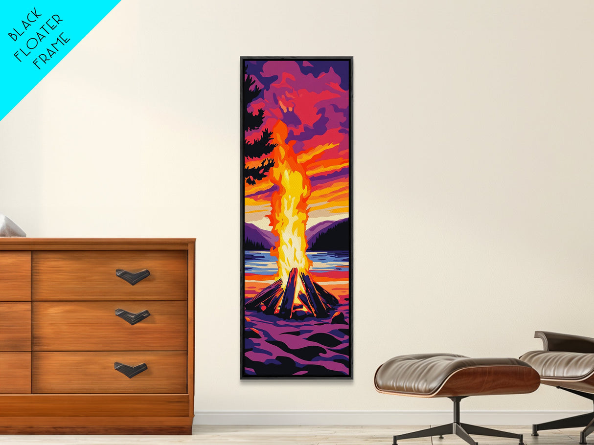 Sunset Campfire Canvas Print, landscape painting, moody art, southwest wall art, mountain painting, coastal décor, rustic décor, gift idea him