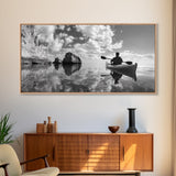 Kayak, Coastal Landscape Art, Nautical Painting, Extra Wide Art, Adventure Art, Seascape Painting, Panoramic Art, Canvas Print