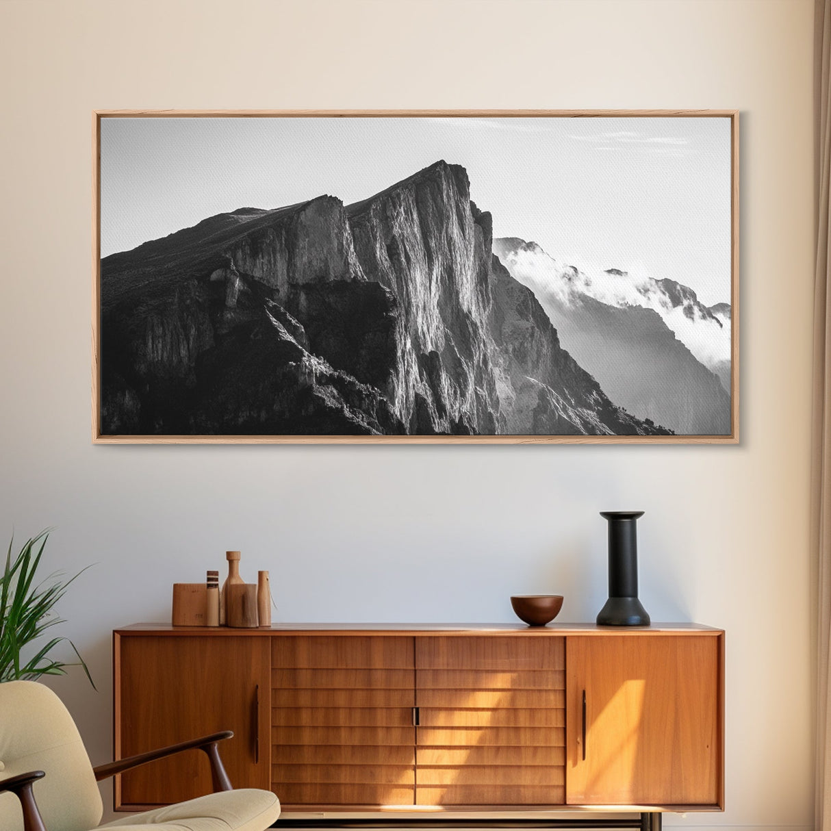 Dramatic Mountain Ridge, smoky mountain art, landscape painting, moody art, wabi sabi art, vertical wall art, minimalist art, canvas print