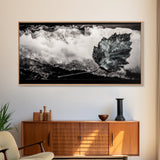 Nature Leaf Art, Monochrome Painting, Abstract Botanical Prints, Black and White Art, Modern Wall Decor, Framed Canvas Print, Rustic Art