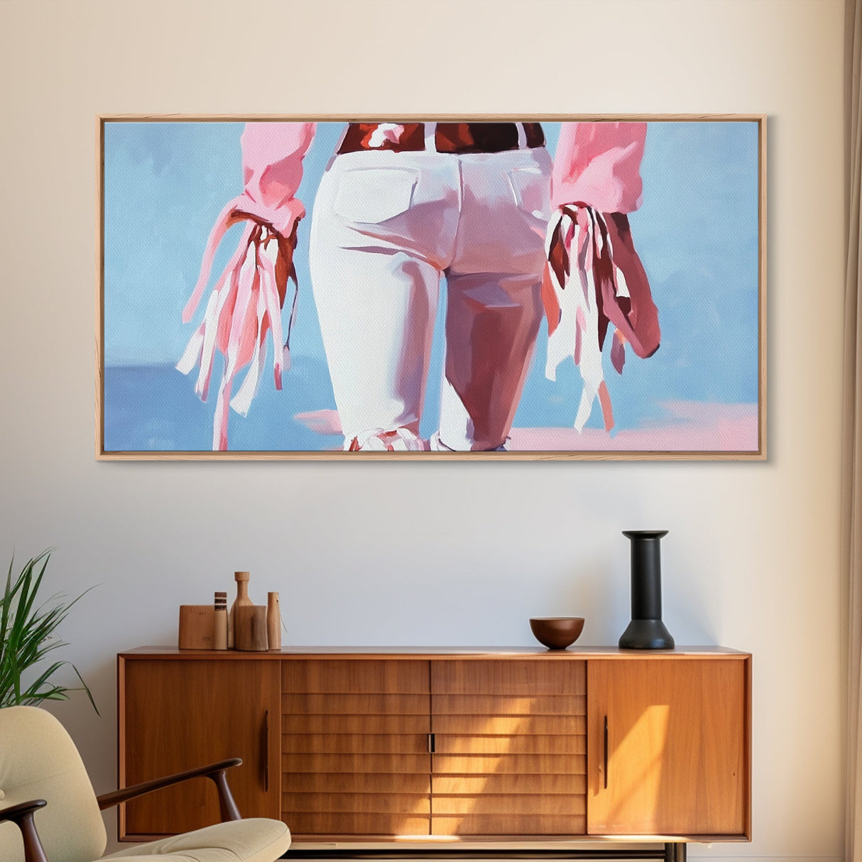 Pink Cowgirl, Western Art, Black Cowgirl Painting, Coastal Cowgirl Wall Art, Light Pink Wall Art, Canvas Print, Rustic Decor