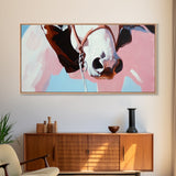 Horse Close Up, Vintage Horse Art, Rustic Wall Art, Southwest Wall Art, Extra Wide Art, Light Pink Wall Art, Framed Canvas Print, Living Room Art
