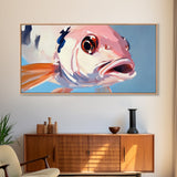 Koi Fish Painting, Light Pink Wall Art, Coastal Wall Art, Nautical Decor, Framed Canvas Print, Gift Idea, Living Room Art, Ocean Art