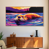 Swimming Otter, Coastal Wall Art, Nautical Decor, Rustic Wall Art, Blue And Green Wall Art, Framed Canvas Print, Gift Idea, Horizontal Wall Art
