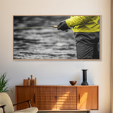 Fly Fishing Adventure Framed Canvas Print Rustic Wall Art Trout Art Fisherman Painting Gift Idea Living Room Art Extra Wide Art