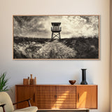 Lifeguard Tower, Coastal Landscape Art, Wabi Sabi Art, Rustic Decor, Moody Art, Nautical Wall Art, Canvas Print